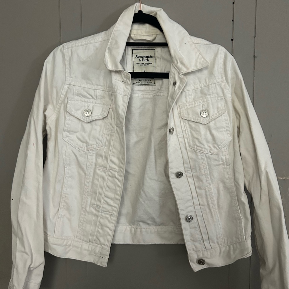 Womens Abercrombie & Fitch White Jean Jacket